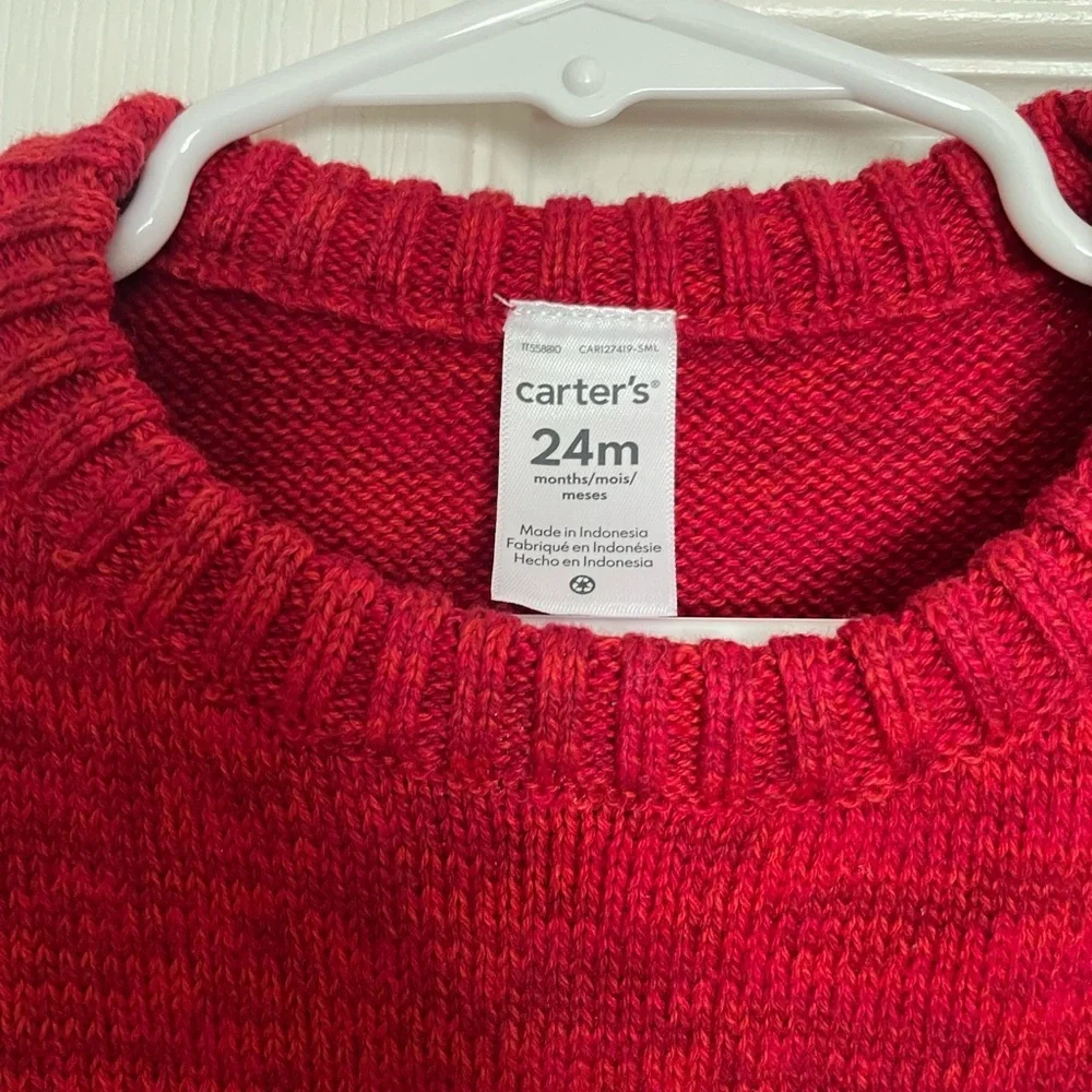 Carter's Vibrant Red Reindeer Knit Sweater size 18-24 months